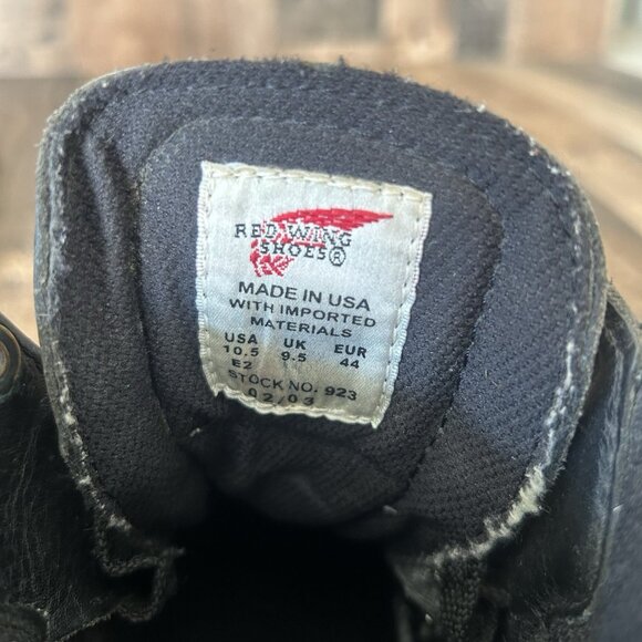 Red Wing 923 Black Plain Toe Lace Up Work Boots Mens 10.5 EE - Picture 5 of 12